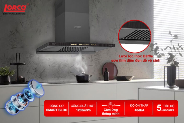 MÁY HÚT MÙI LORCA LC 3709 Ultra LuxSR8P-70CM