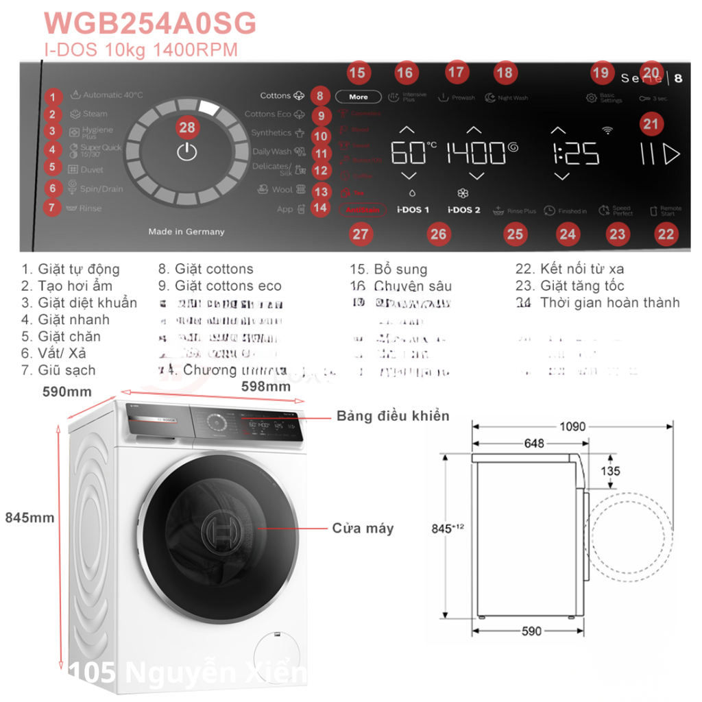 Máy Giặt Bosch WGB254A0SG Series 8