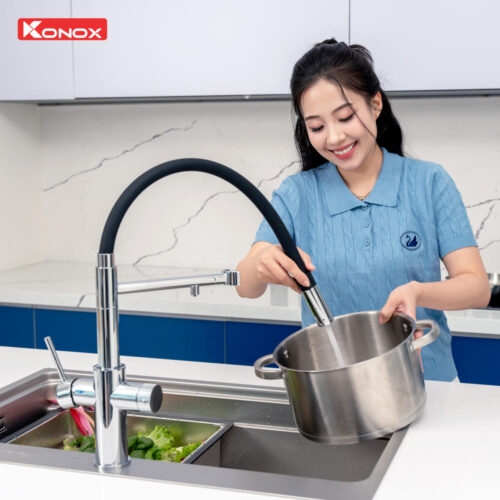 Vòi rửa bát thân mềm 3 đường nước Combi Chrome