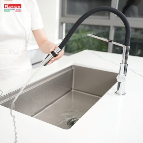 Vòi rửa bát thân mềm Tema Nickel