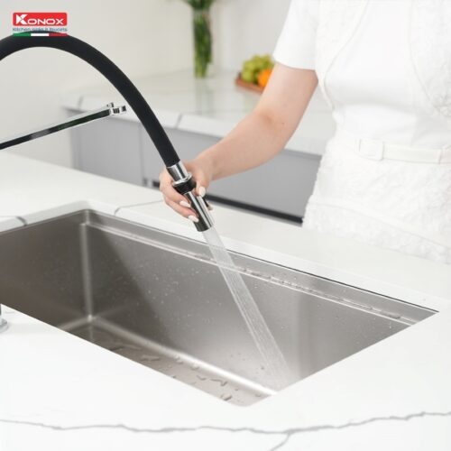 Vòi rửa bát thân mềm Tema Nickel