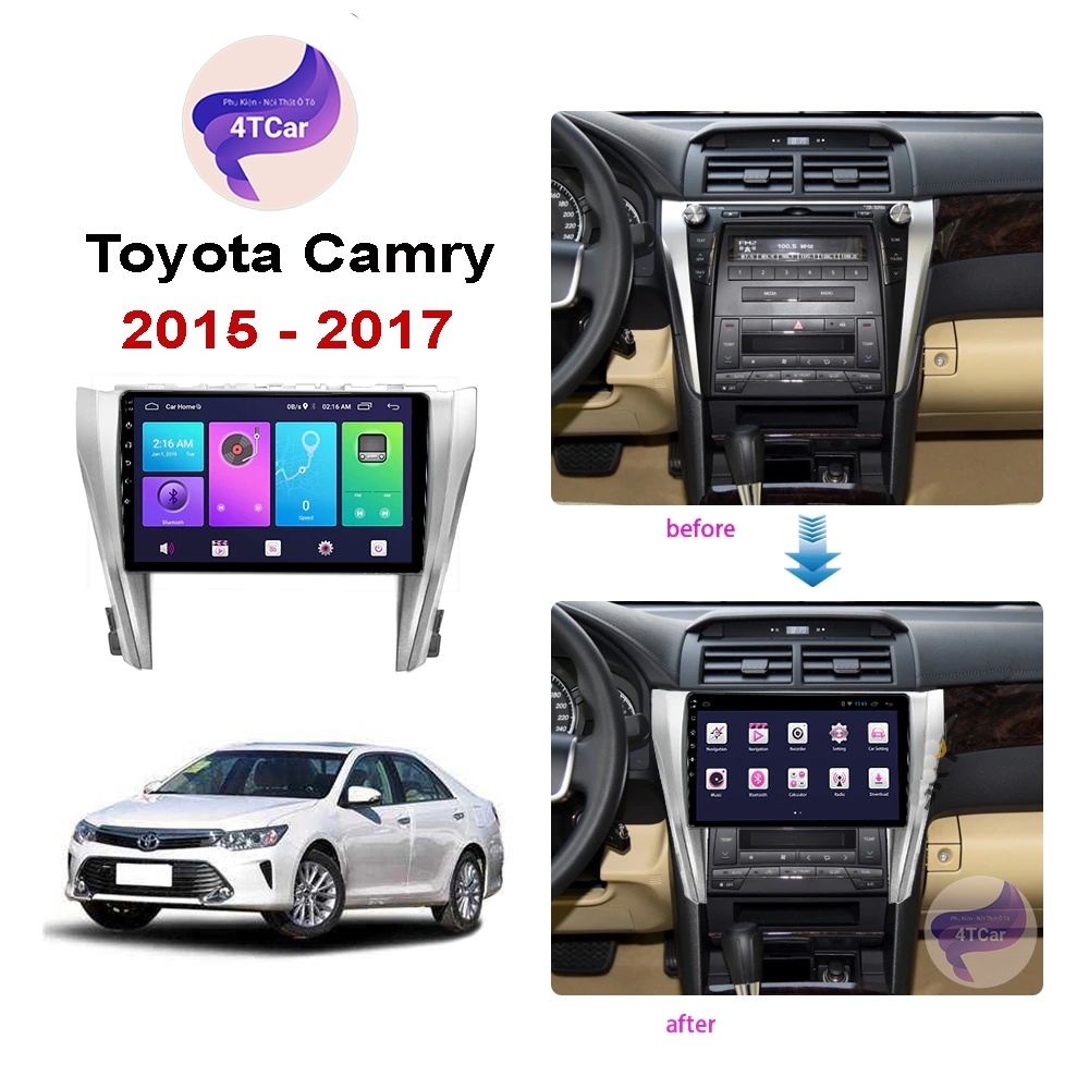 Mặt Dưỡng Xe Toyota Camry 2015-2017 Lắp Màn Hình Android 10 Inch