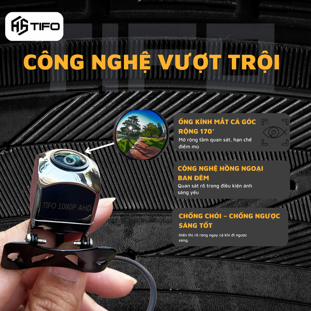Camera lùi AHD TiFO CB-01  độ phân giải 1080P tích hợp màn hình android nhìn đêm siêu nét
