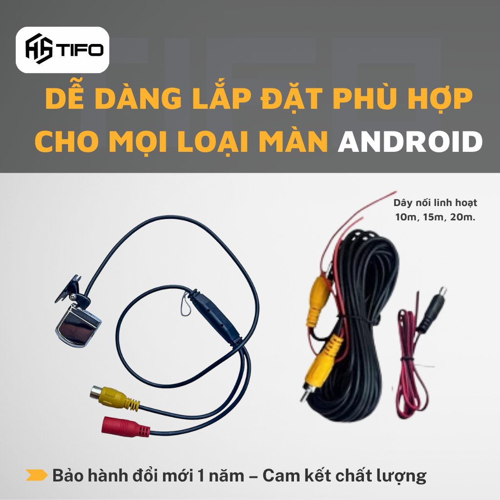 Camera lùi AHD TiFO CB-01  độ phân giải 1080P tích hợp màn hình android nhìn đêm siêu nét