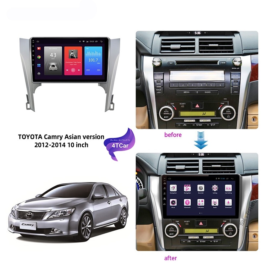 Mặt Dưỡng Dành Cho Xe Toyota Camry 2012-2014 Màn 10 Inch Có Jack Nguồn Zin