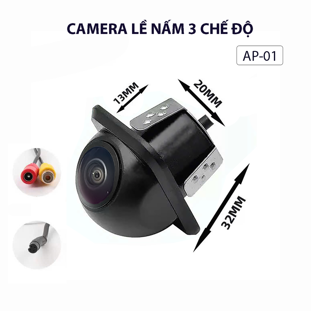 Camera Lề, lùi  3 chế độ AHD-CCD Chân Nấm lắp được tất cả các loại màn ô tô 1080p Full HD AP01