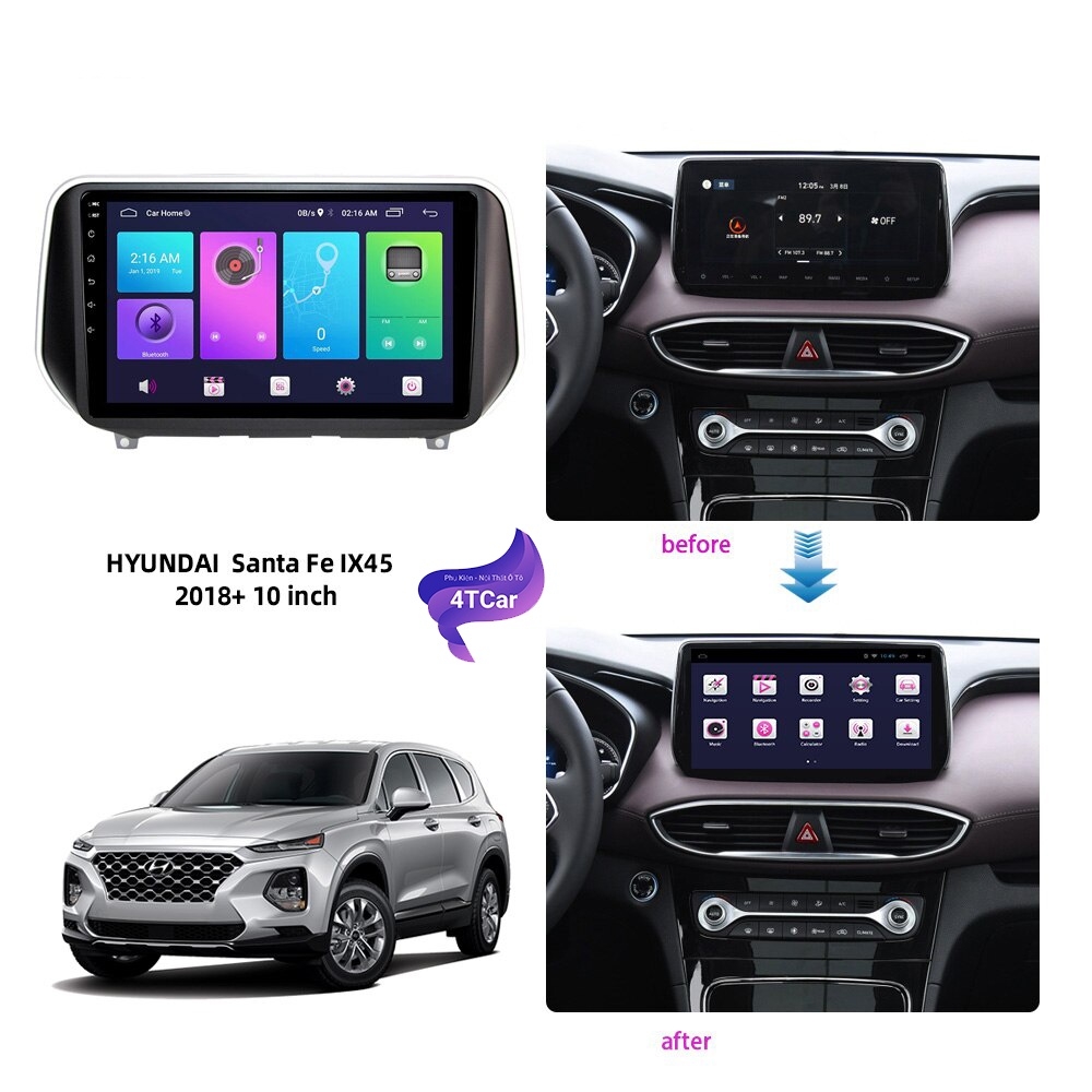 Mặt dưỡng lắp màn android  Huyndai Santafe 2018-2023 ( 9 inch)