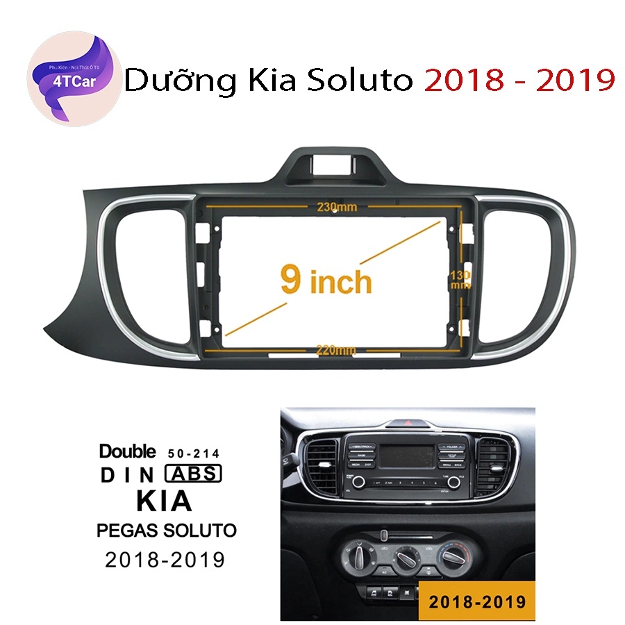 Mặt dưỡng Kia Soluto 2018-2023 lắp màn hình dvd android 9 inch
