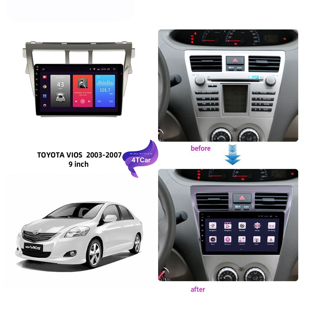 Mặt Dưỡng Toyota Vios 2008-2013 (9 Inch)
