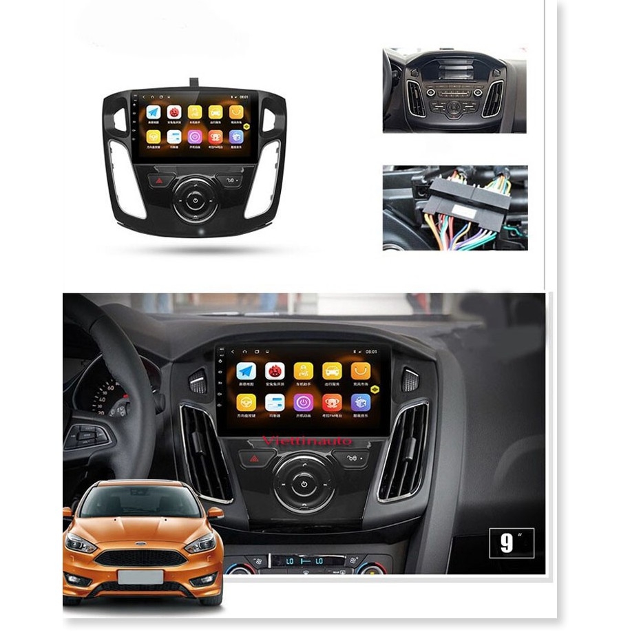 Mặt dưỡng lắp màn hình 9 Inch Ford Focus 2012-2017  mẫu ít nút bấm