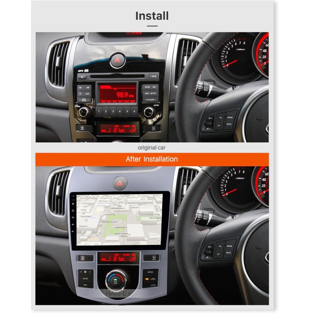Mặt dưỡng Kia Forte 2007-2015 số tự động  , điều hòa tự động (9 inch)