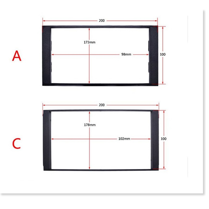 Mặt dưỡng lắp màn hình 7 Inc dòng xe Toyota kích thước ngoài 200 x 100m