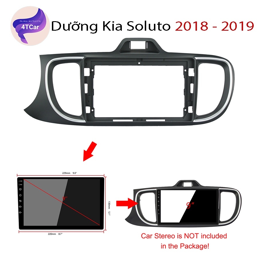 Mặt dưỡng Kia Soluto 2018-2023 lắp màn hình dvd android 9 inch
