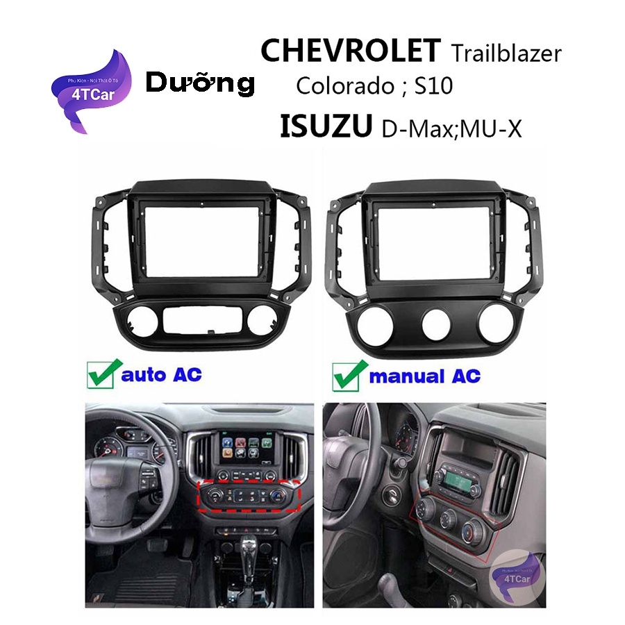 Mặt dưỡng Chevrolet Colorado 2012-2020  (9 inch) lắp màn dvd android 9 inch