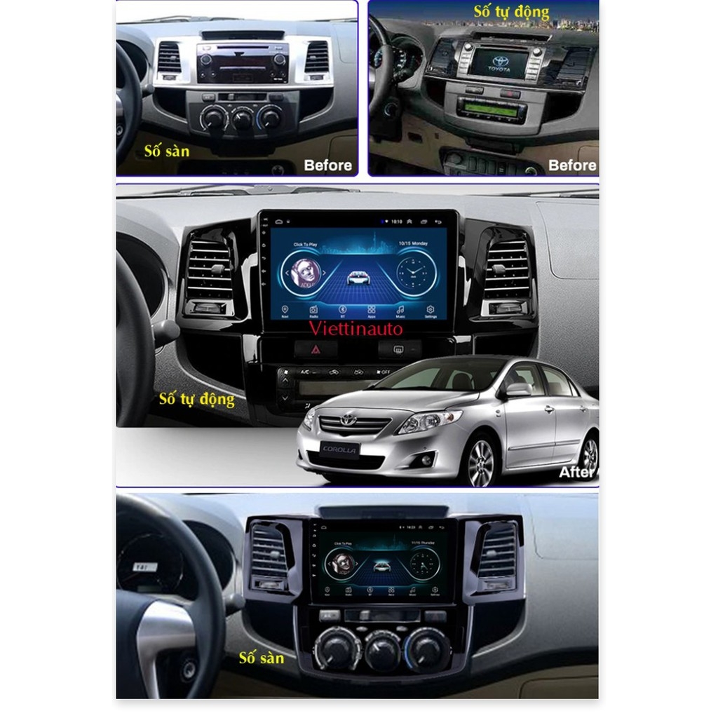 Mặt Dưỡng DVD Android 9 Inch cho Toyota Fortuner, Hilux 2005-2009