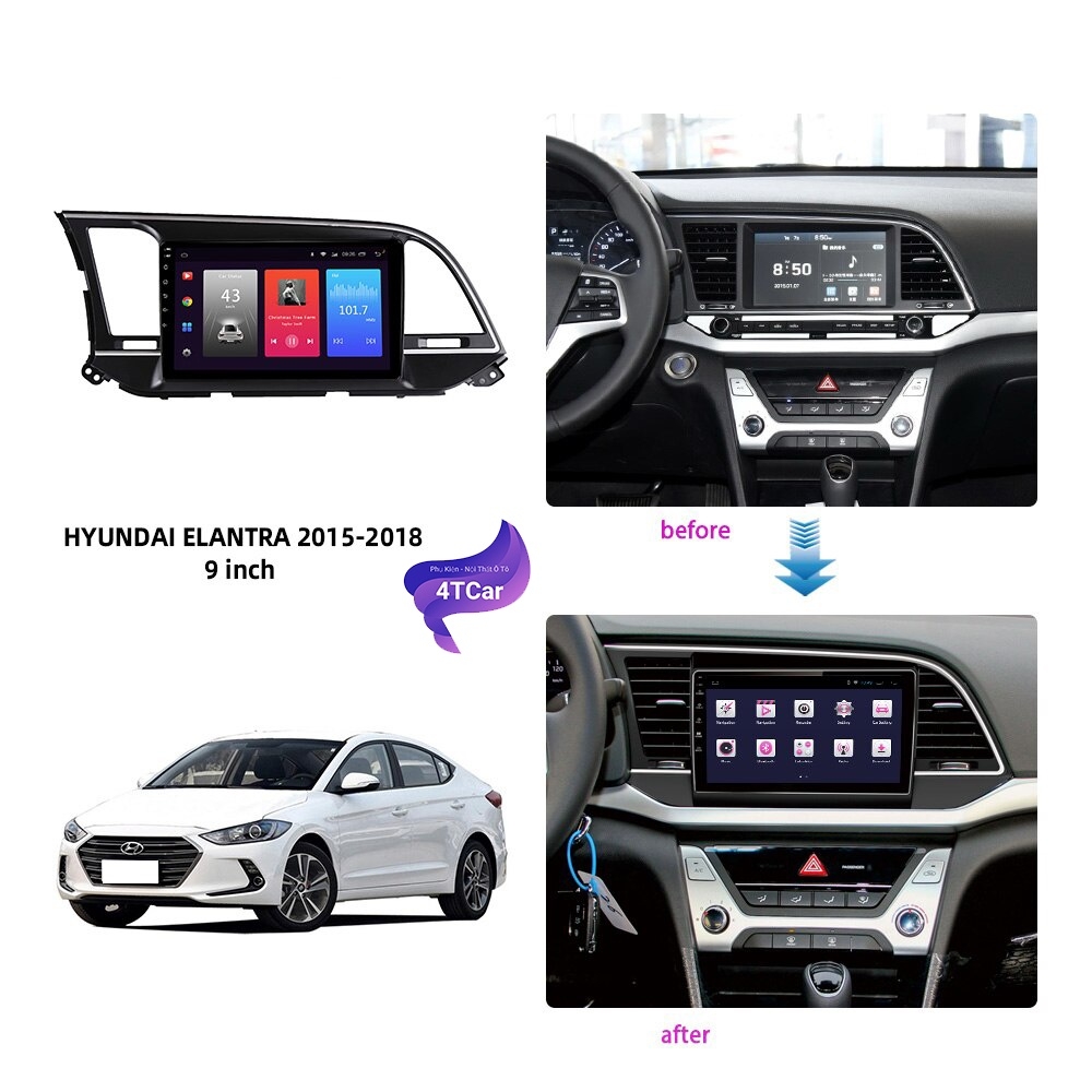 Mặt dưỡng Huyndai Elantra 2015-2017 và đời 2018-2020  (9 inch) lắp màn hình android ô tô