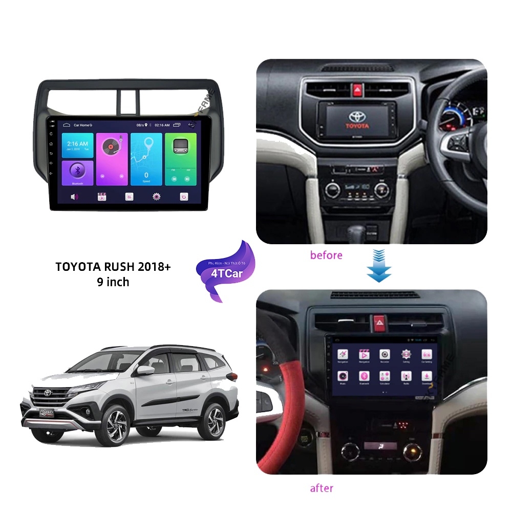 Mặt dưỡng Toyota Rush 2018-2024 (9 inch)