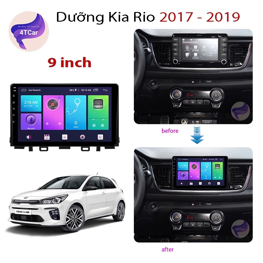 Mặt dưỡng ô tô Kia Rio 2018 - 2020 kích thước 9 inch