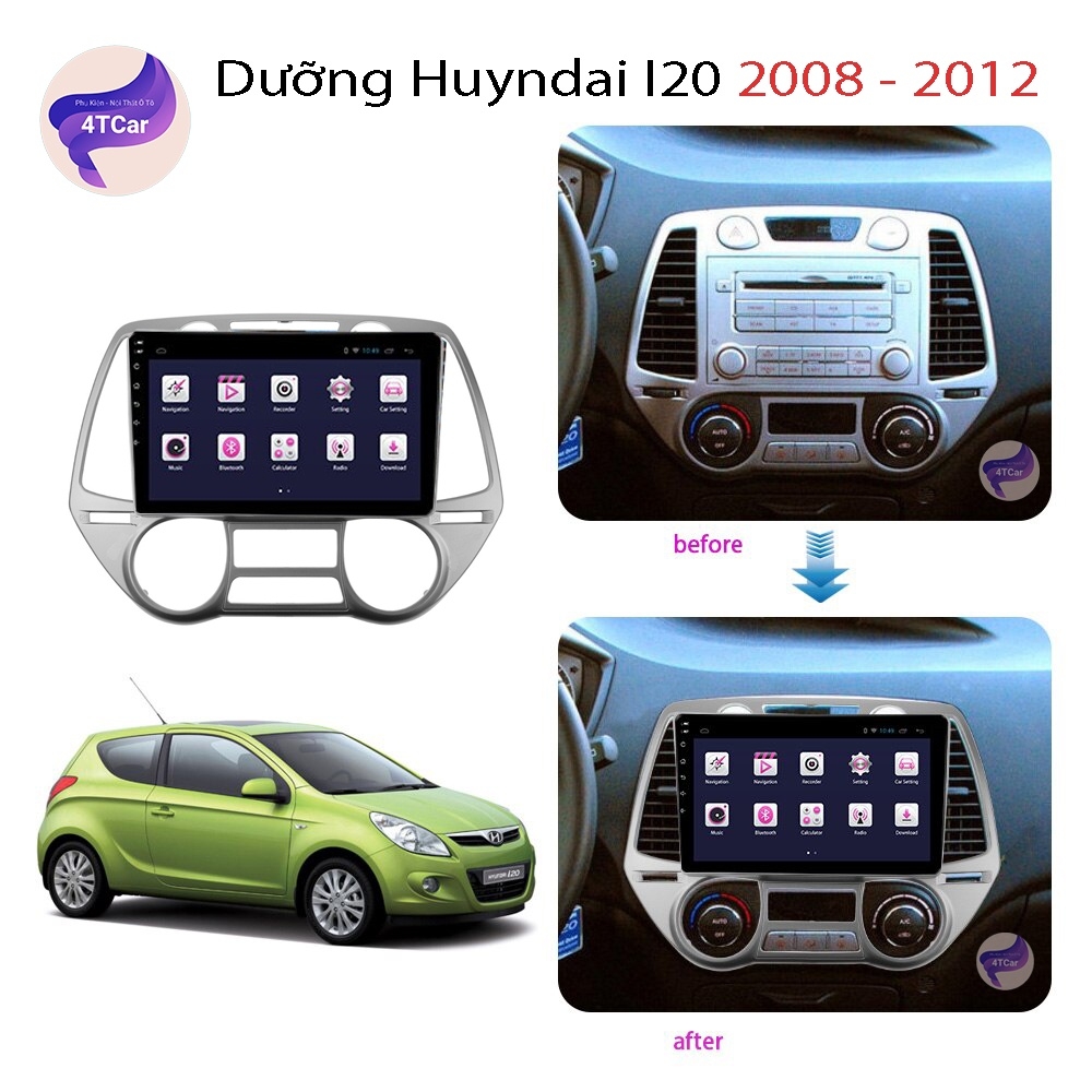 Mặt dưỡng Huyndai i20 2008-2012 điều hòa tự động  (9 inch) - mắt ếch