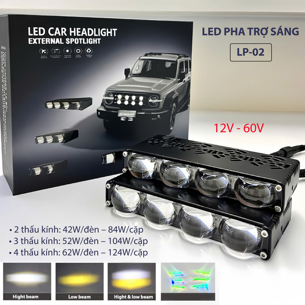 ĐÈN LED PHA TRỢ SÁNG LP-02 – 2/3/4 THẤU KÍNH – CÔNG SUẤT CAO – ÁNH SÁNG RỘNG & XA