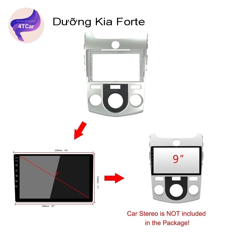 Mặt dưỡng Kia Forte 2007-2015 điều hòa cơ , số sàn  (9 inch)
