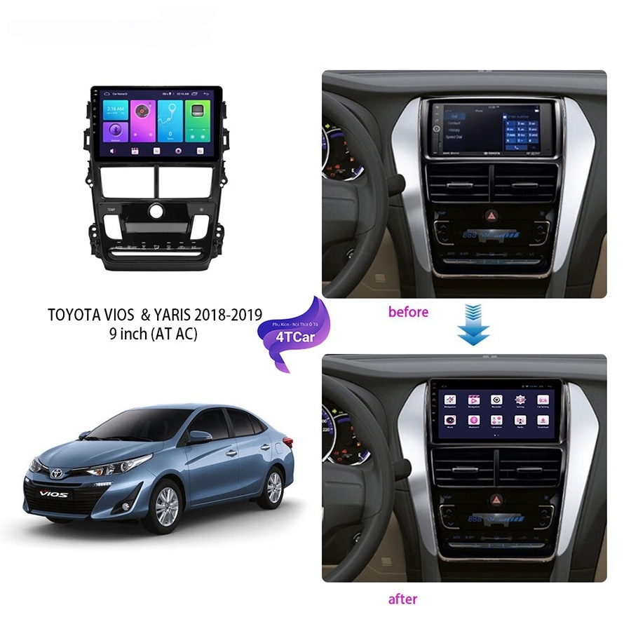 Mặt dưỡng Toyota Vios 2019 số tự động (9 inch) loại sáng đèn