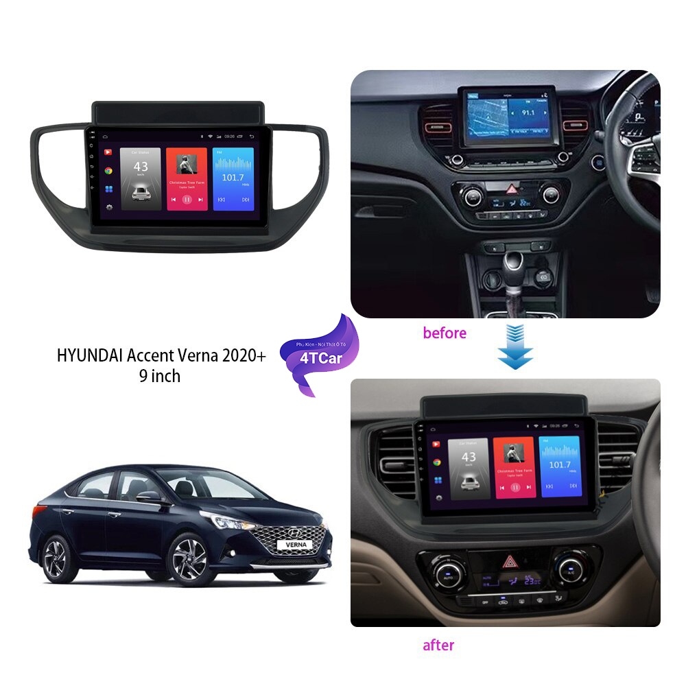 Mặt dưỡng màn Android Hyundai Accent 2021-2023 9 inch có tụ chống nhiễu