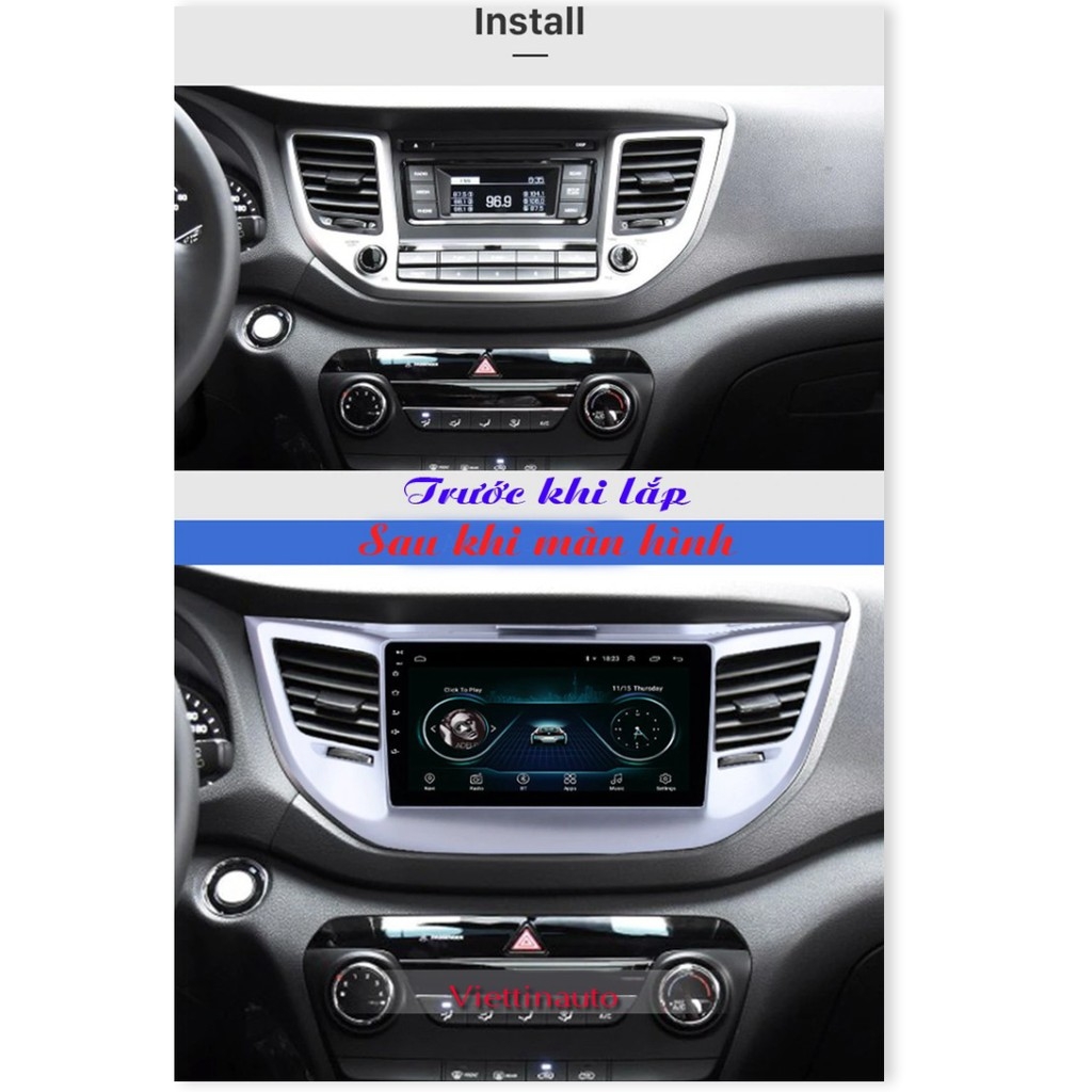 Mặt dưỡng mặt nạ lắp màn hình 9 inch  Huyndai Tucson 2014 -2018 Kèm rắc nguồn