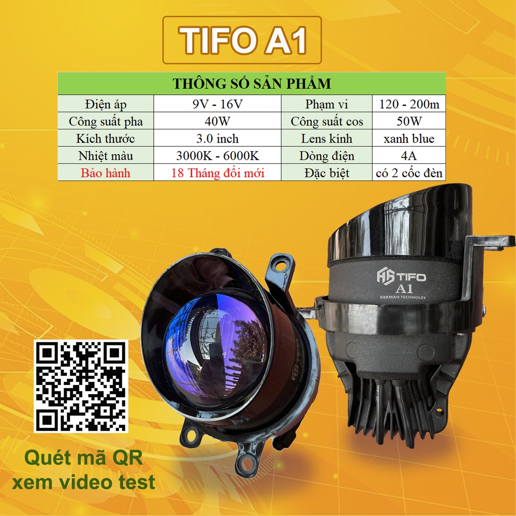 Bi gầm LED TIFO A1 Chính Hãng 2 Chế Độ Màu