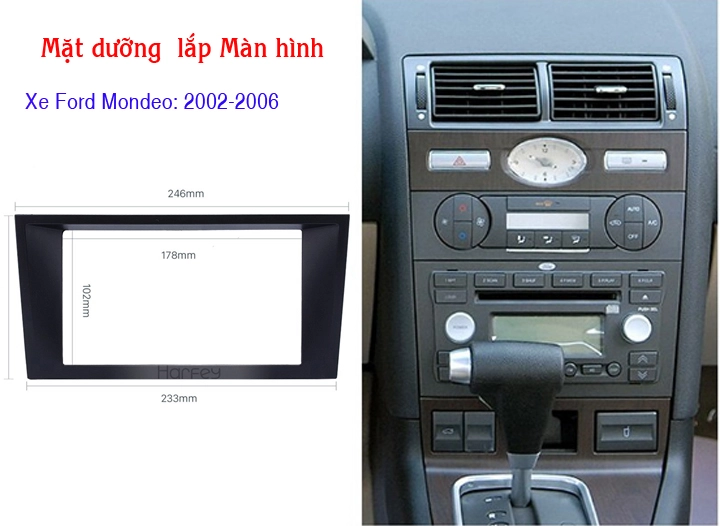Mặt dưỡng màn hình Ford Mondeo 2002-2006  lắp màn hình dvd android  9 inch