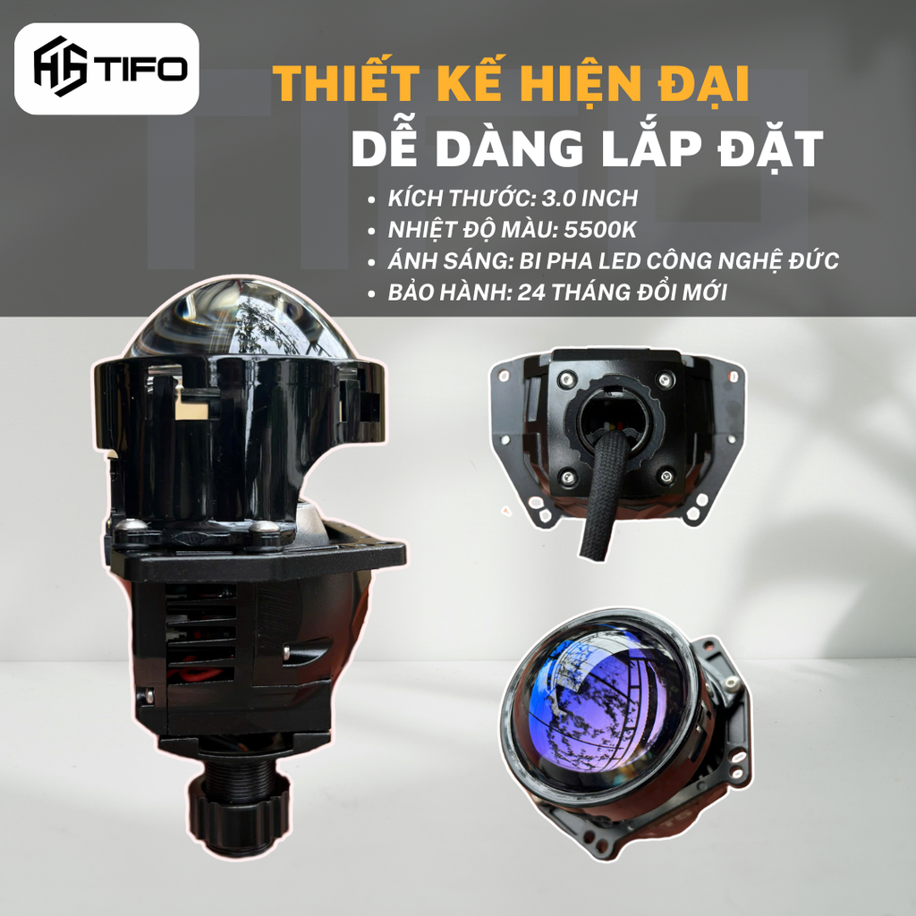 Bi pha led chân xoáy chính hãng   TIFO T5 [BẢO HÀNH 02 NĂM] điện áp 12v hoặc 24v