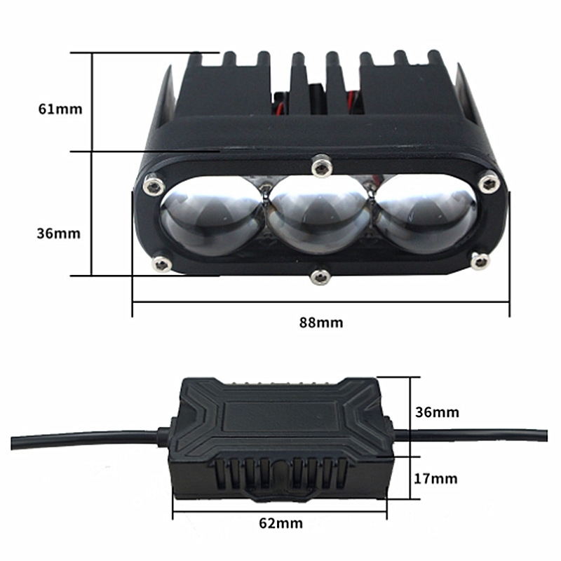 Đèn Pha LED 3 Mắt HYML U22 120W – Đèn Trợ Sáng Vàng Trắng 2 Chế Độ Cao Cấp Cho Ô Tô &amp; Mô Tô