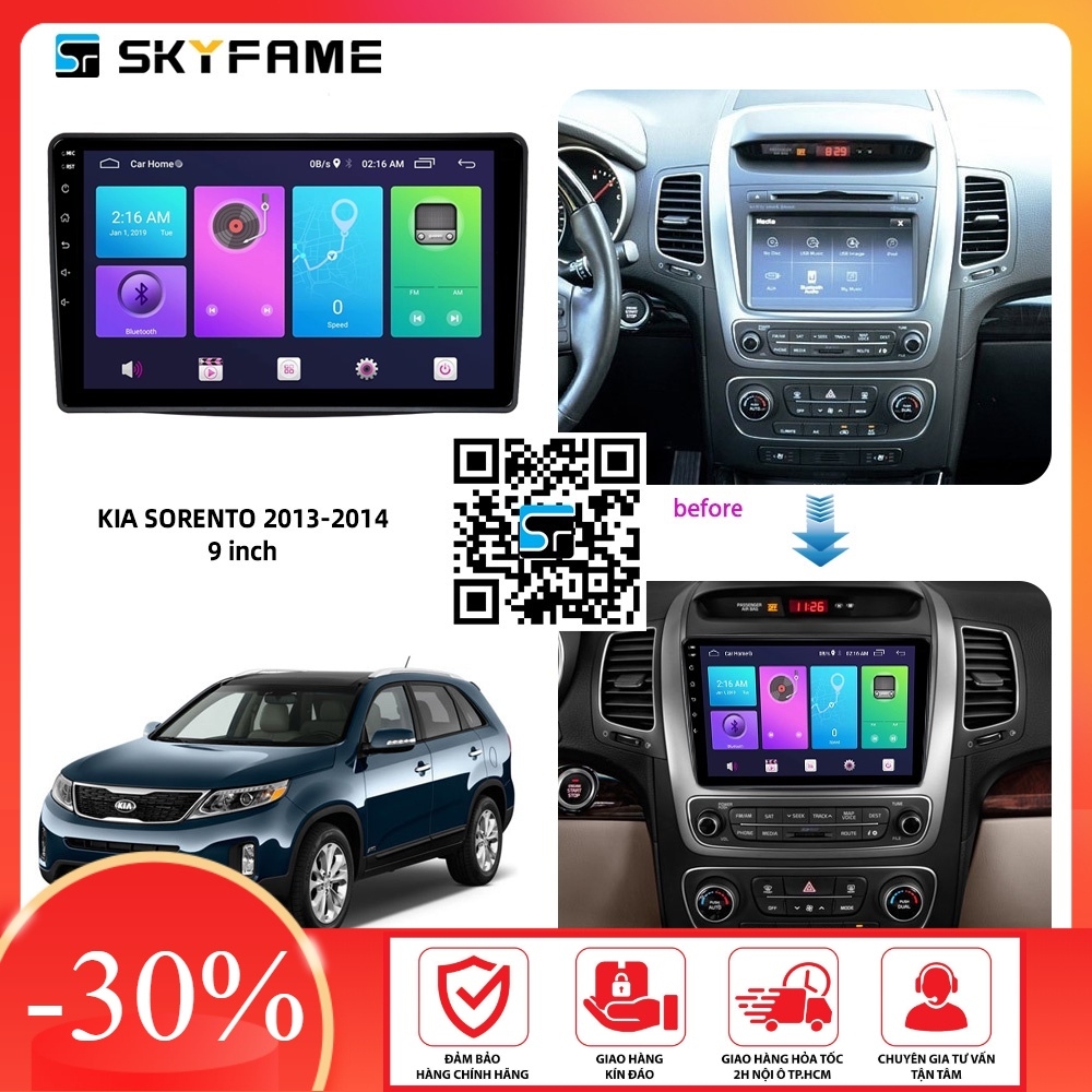 Mặt dưỡng Kia Sorento 2013 -2023 bản nhỏ  lắp màn hình dvd android 9 inch