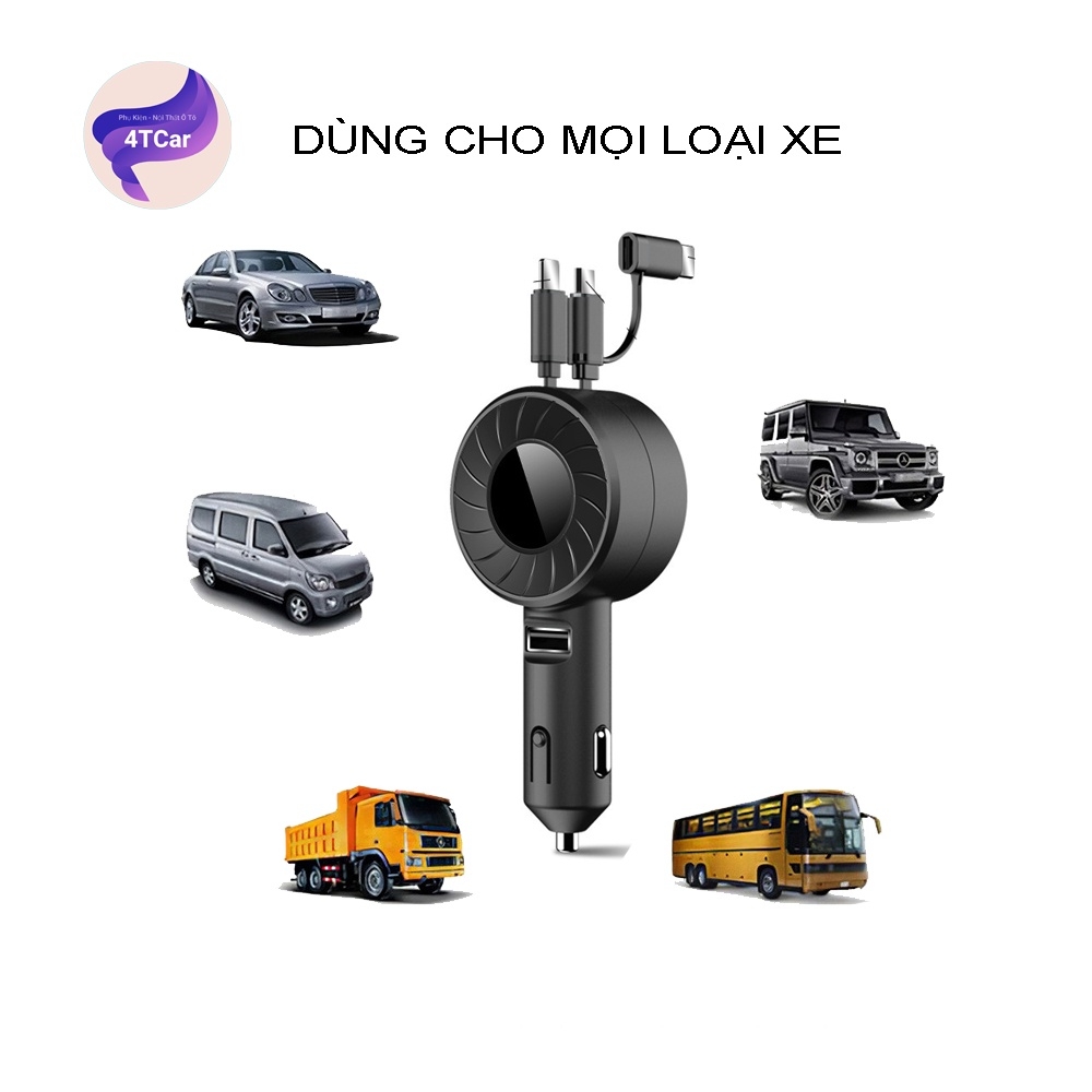 Sạc cắm tẩu ô tô SUPER FAST dây rút tiện lợi