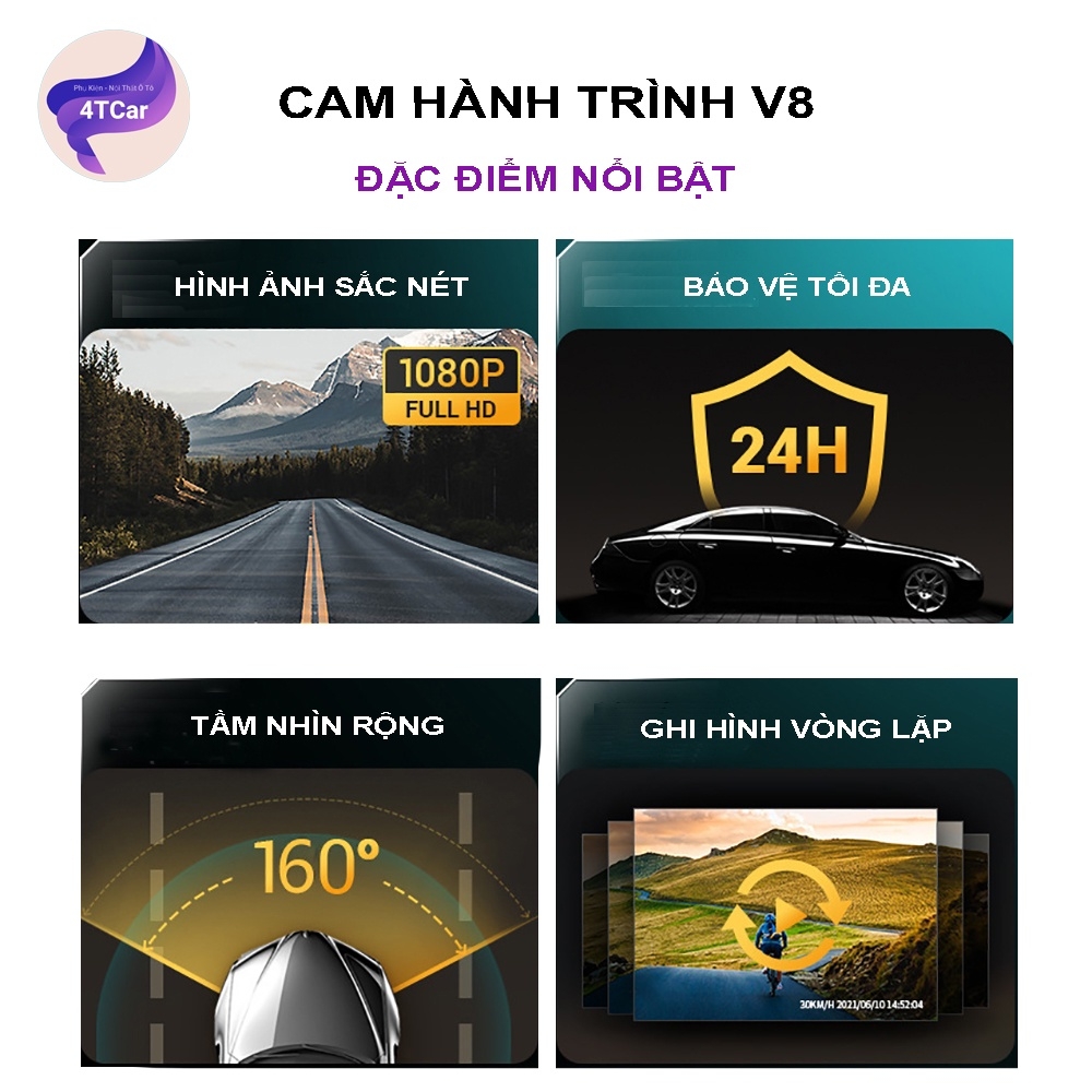 Camera hành trình V8 ,xem qua điện thoại ,kết nối màn android chất lượng 1080