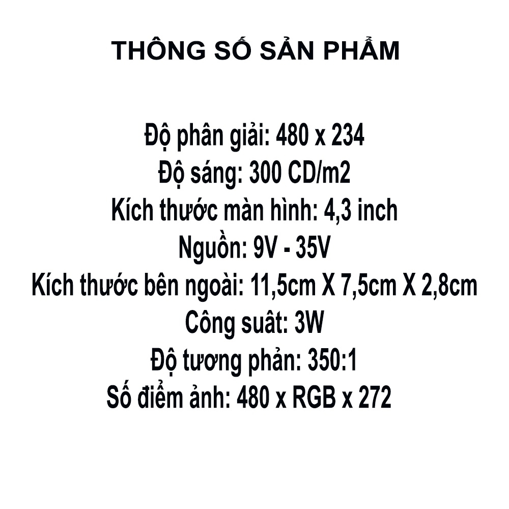 Màn taplo xe tải 4.3 inch xem camera lùi xe -Màn Hình TFT LCD 4.3 Inch PAL/NTSC Cho Xe Hơi