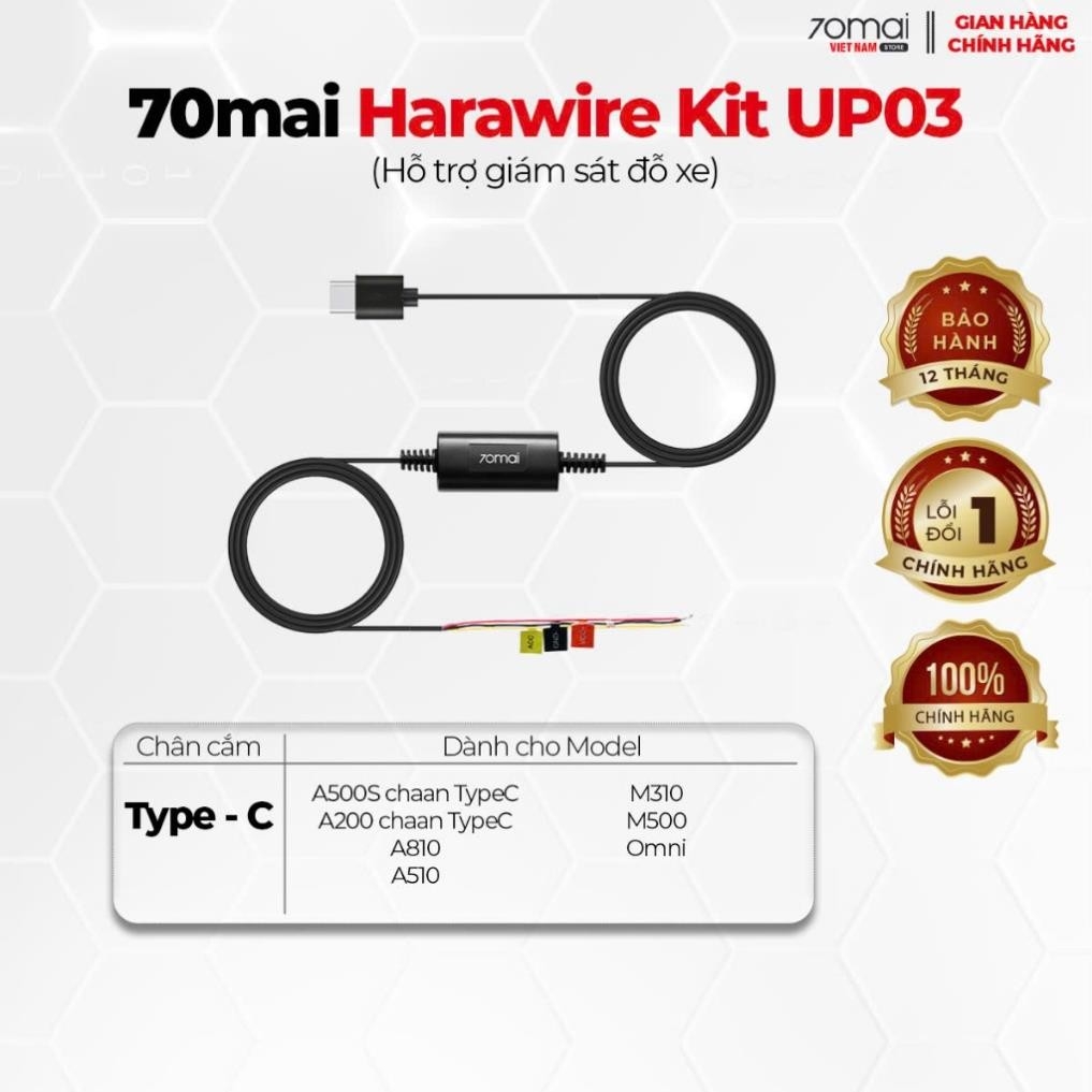 70mai Hardwire Kit Up02, Up03 Bộ kích hoạt chế độ trông xe cho camera 70mai
