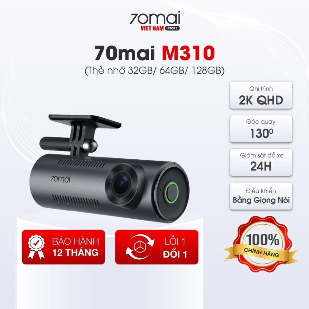 Camera hành trình 70mai M310 ghi hình 2K QHD sắc nét, giám sát đỗ xe 24H, điều khiển bằng giọng nói