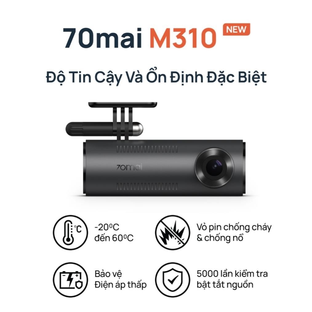 Camera hành trình 70mai M310 ghi hình 2K QHD sắc nét, giám sát đỗ xe 24H, điều khiển bằng giọng nói