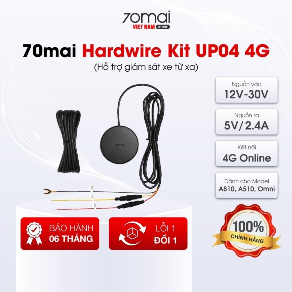 Bộ Hardwire Kit UP04 cho camera hành trình 70mai A810, A510, Omni kết nối 4G giám sát xe từ xa
