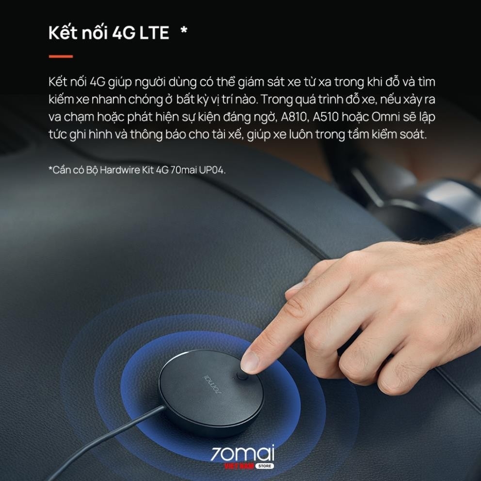 Bộ Hardwire Kit UP04 cho camera hành trình 70mai A810, A510, Omni kết nối 4G giám sát xe từ xa