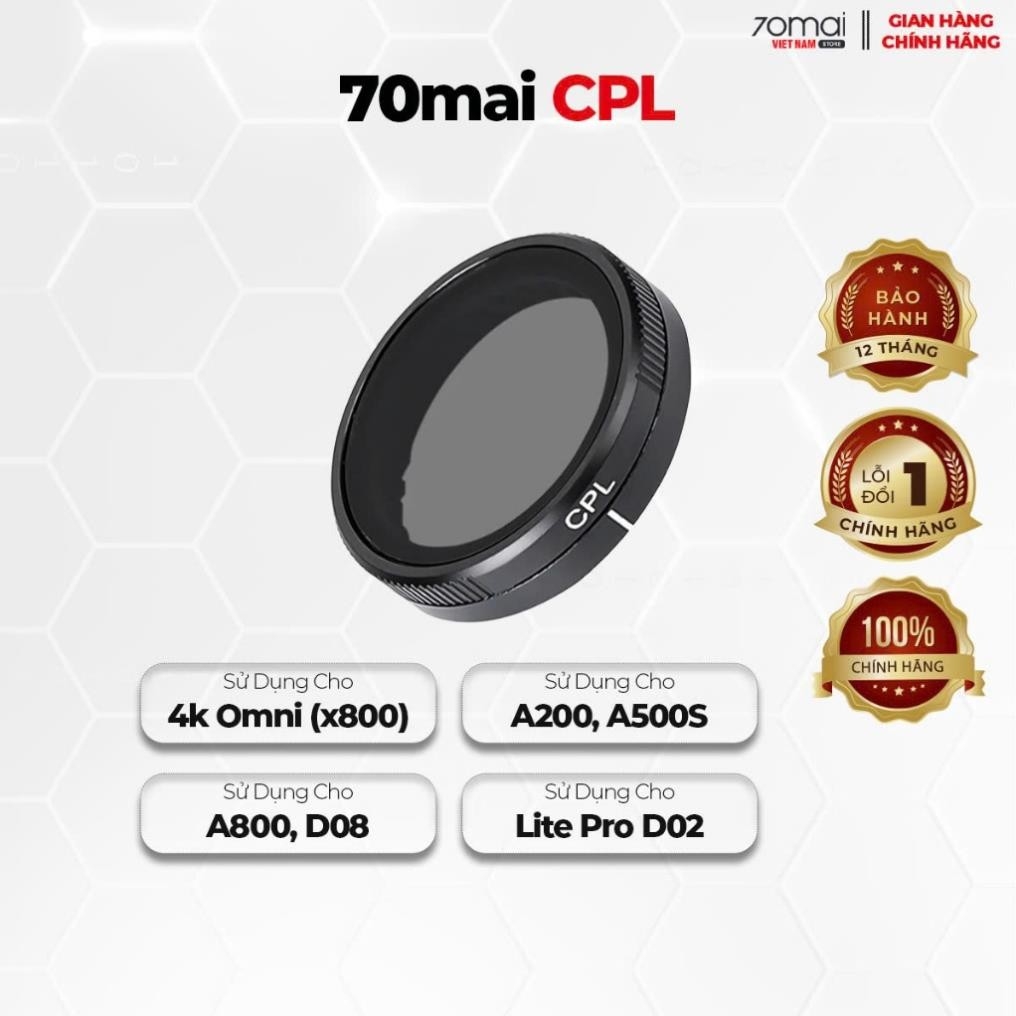 Bộ Lọc Phân Cực 70mai CPL Sử Dụng Cho Camera Hành Trình 4K Omni X800, A200, A500s, A510 và A800s