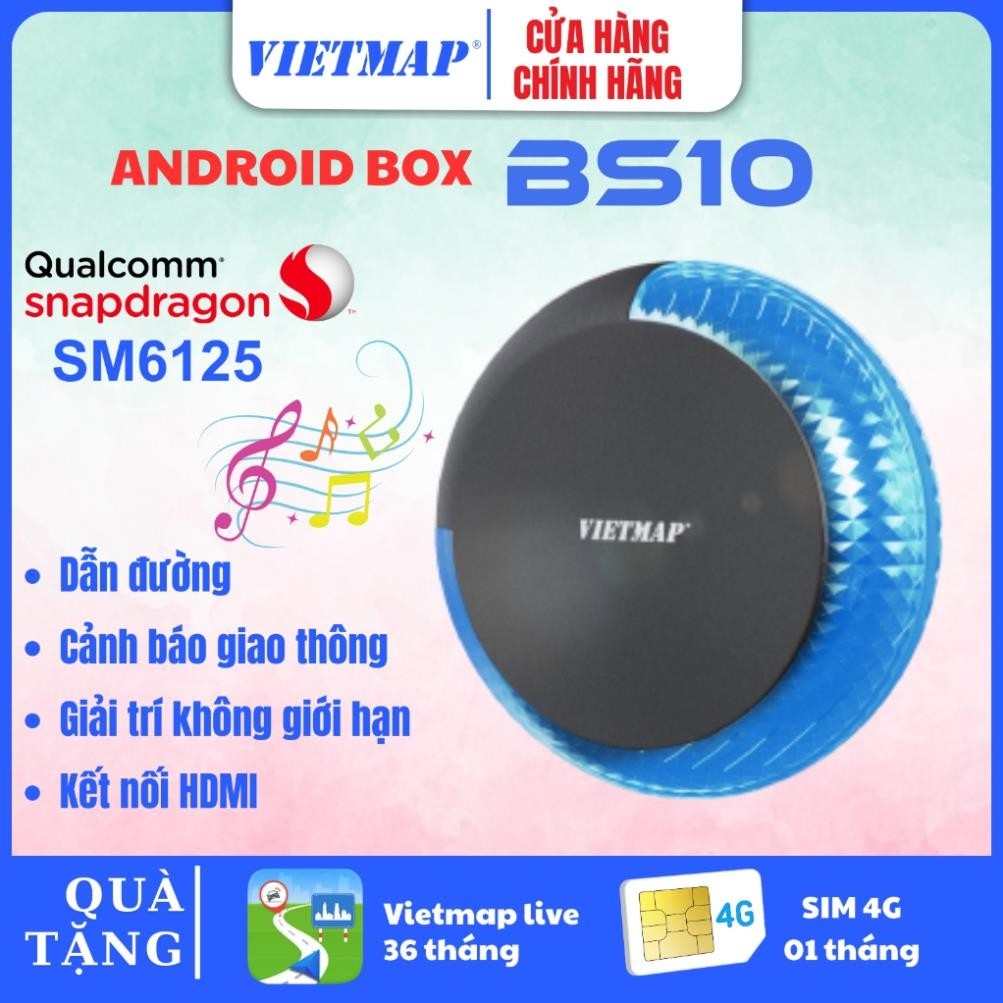 Android box ô tô Vietmap BS10, dẫn đường Vietmap Live, kết nối Carplay và Android Auto không dây