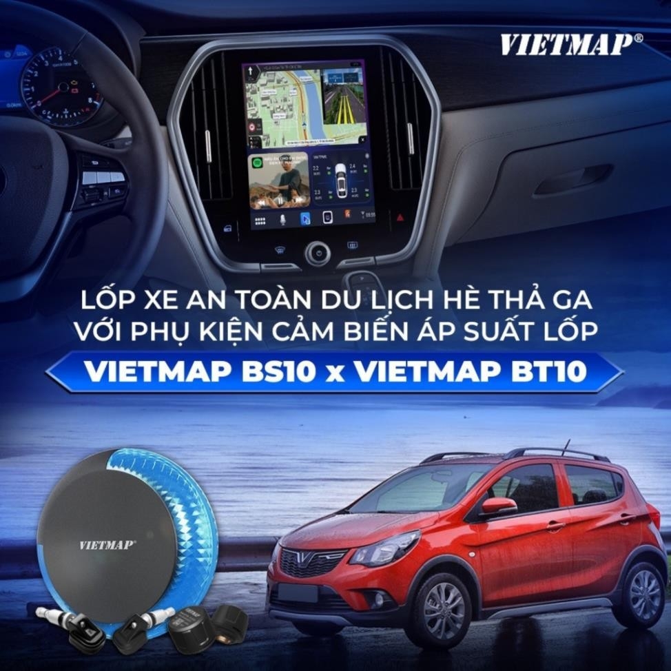 Android box ô tô Vietmap BS10, dẫn đường Vietmap Live, kết nối Carplay và Android Auto không dây