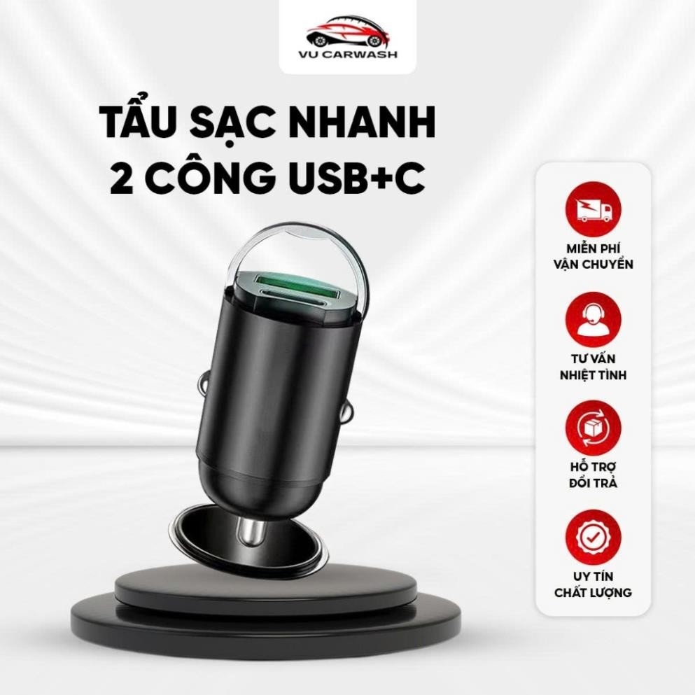 Tẩu Sạc xe hơi USB 100W/ PD 30W Sạc nhanh Thích hợp cho điện thoại di động Apple / Xiaomi / Samsung / Huawei