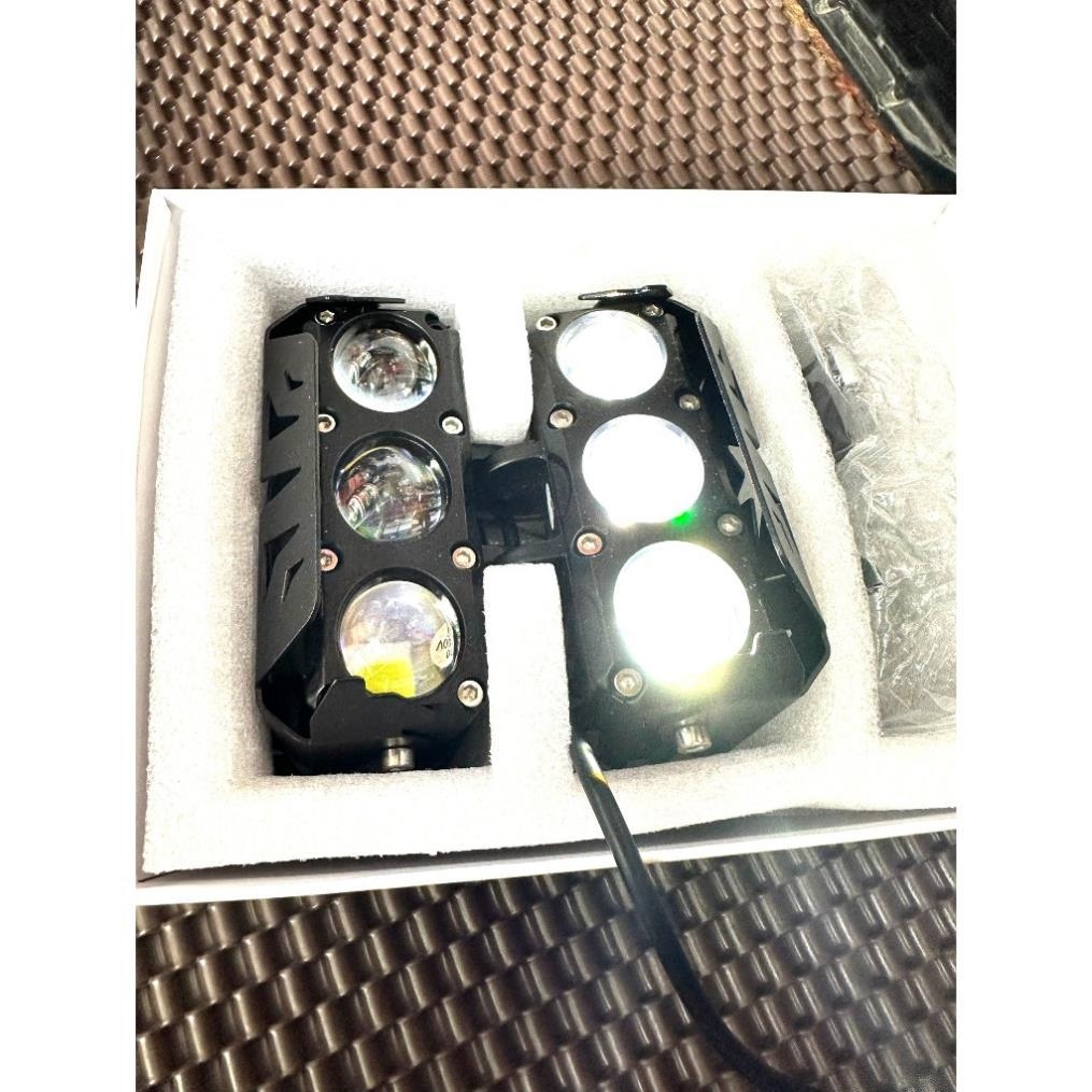 Đèn LED trợ sáng 3 mắt bi cầu mẫu mới chất lượng cao, pha trắng cos vàng chung điện áp 12/24v cho ô tô - xe máy - xe tải