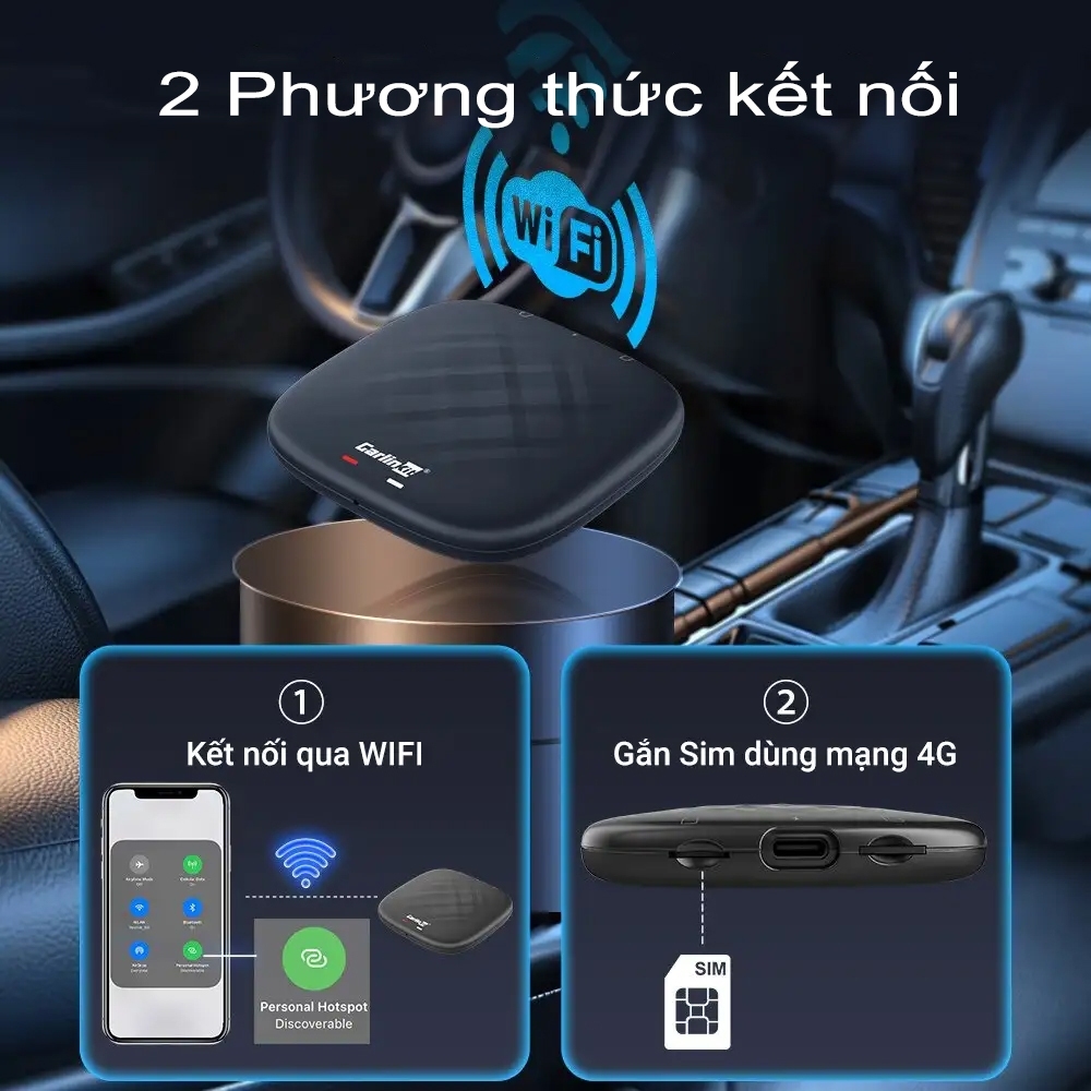 Box android xe ô tô Carlinkit Tbox Plus - Ram 4GB, Bộ nhớ trong 64GB, Android 13 (Tặng S2 ,premium 1 năm )