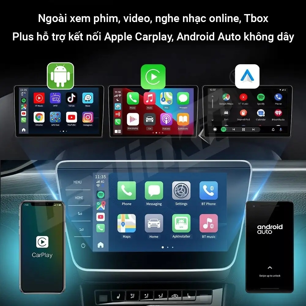 Box android xe ô tô Carlinkit Tbox Plus - Ram 4GB, Bộ nhớ trong 64GB, Android 13 (Tặng S2 ,premium 1 năm )