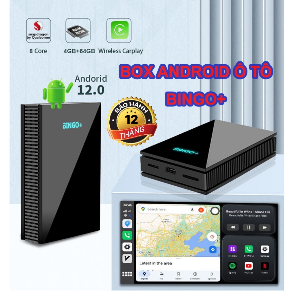 Android Box BINGO+ Cho Màn Zin Ô TÔ Hệ Điều Hành Android 10 ( Tặng S2 , premium 1 năm )