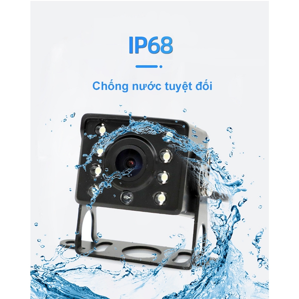 Bộ camera lùi xe tải 8 led và màn taplo 4.3 inch cho xe tải chân cắm tẩu